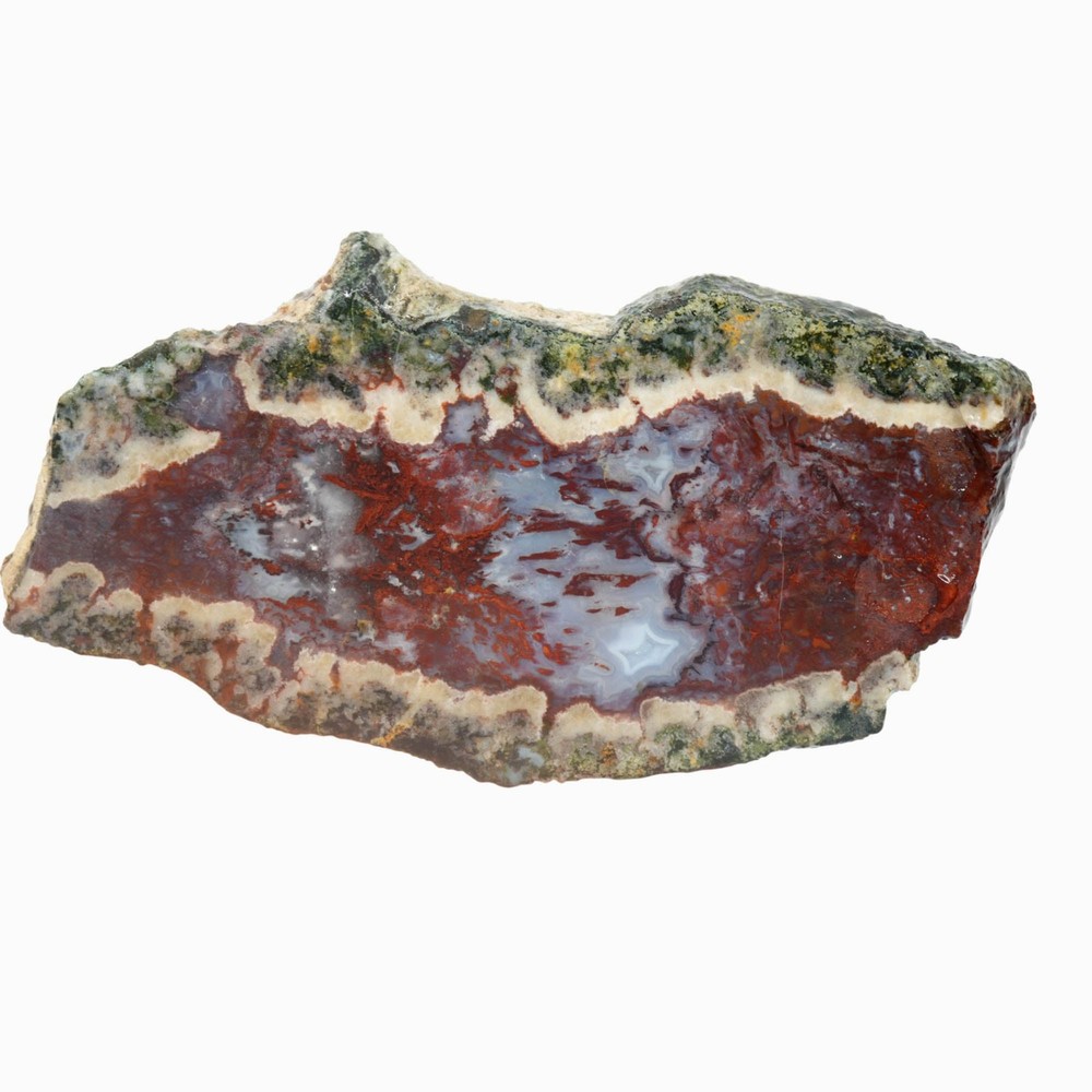 Red Lightning Agate Slab - Bright Red Moss Pattern