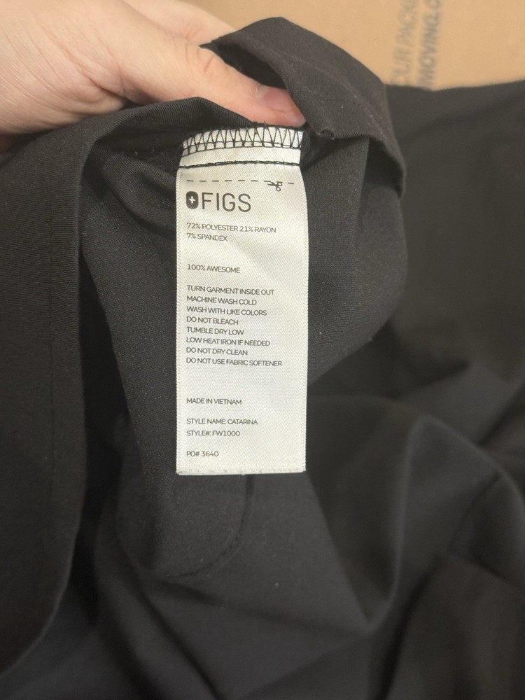 FIGS Scrubs Top Black Short Sleeve Technical Collection Size XL