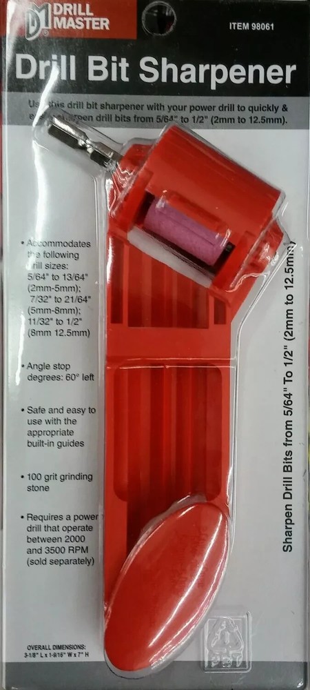 Drill Master Drill Bit Sharpener with Built-In Guide: 5/64" to 1/2" New