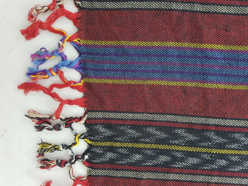 Vintage Handwoven Geometric Pattern Table Runner 162x24 inches