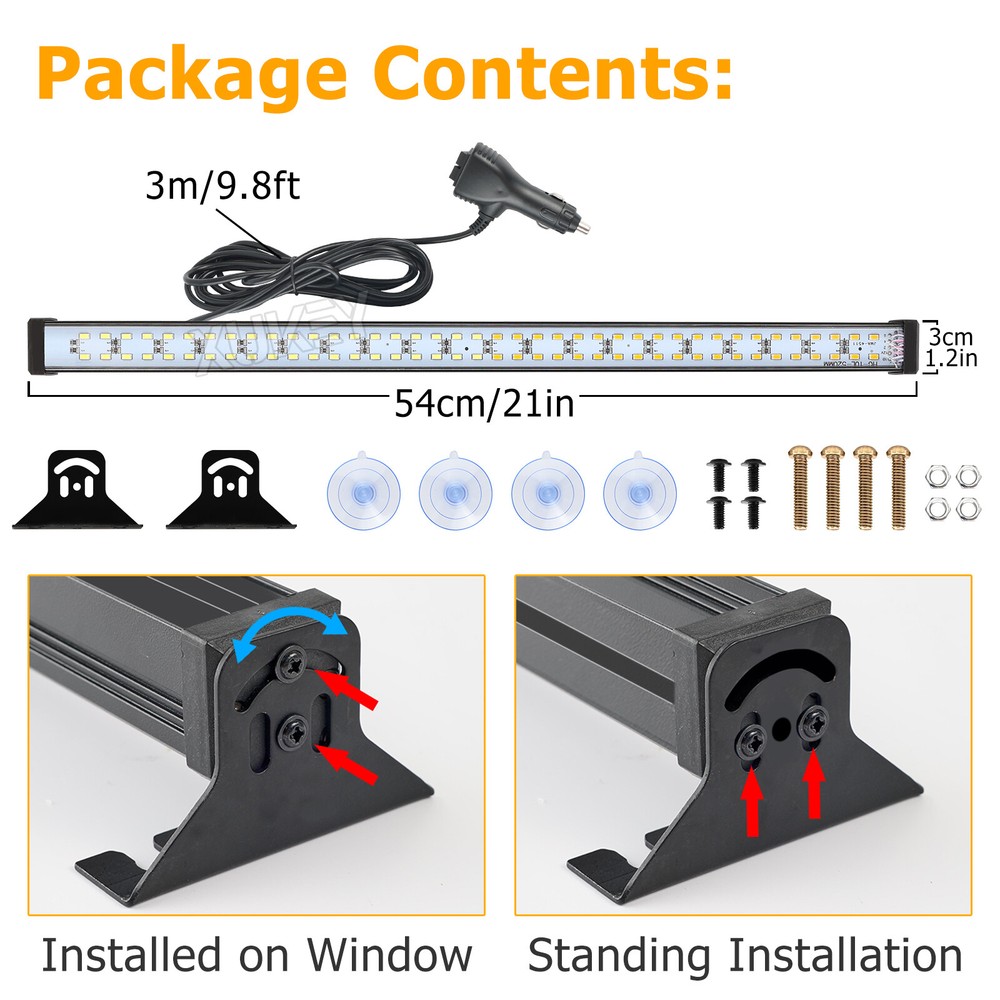 144 LED White Amber Windshield Strobe Light Interior Bar Flash Emergency Warning