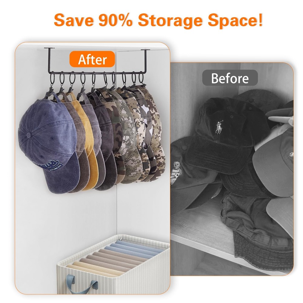 Viklluyr Hat Rack For Baseball Cap Hat Storage With 20 Hooks - Modern