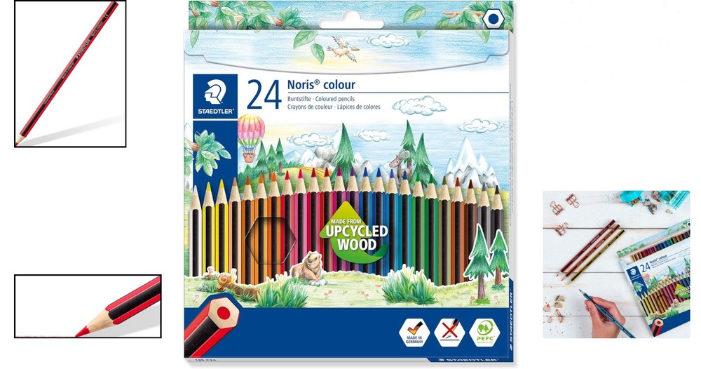 24 Assorted Color Pencils in Hexagonal Shape for Smooth Drawing & Sketching