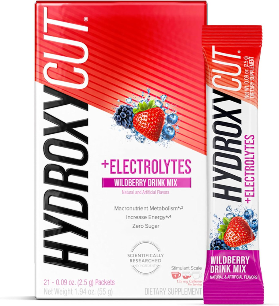 Hydroxycut Drink Mix, Wildberry Blast - 21 Travel-Size Packets - Zero Calories,