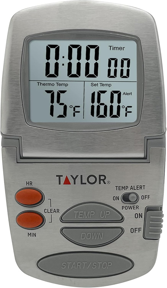 Programmable Instant-Read Wired Probe Digital Meat Thermometer, Stainless Steel