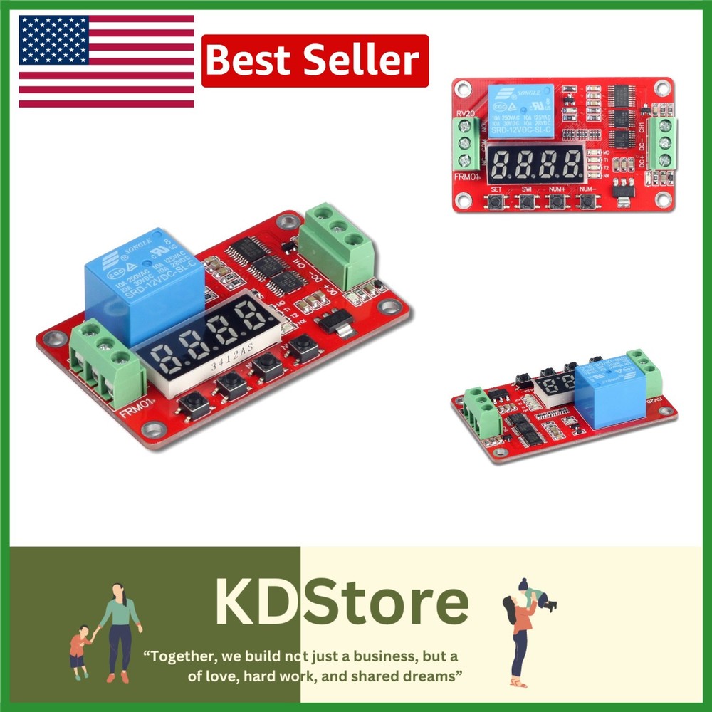 12V Programmable Timer Relay Module 18 Delay Modes Auto Control LED Display