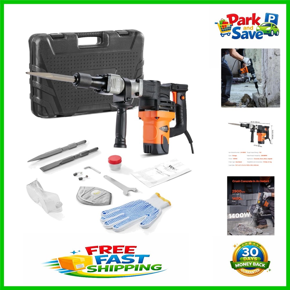 Efficient 1400W Electric Jack Hammer - 2900 BPM, Lightweight & Versatile