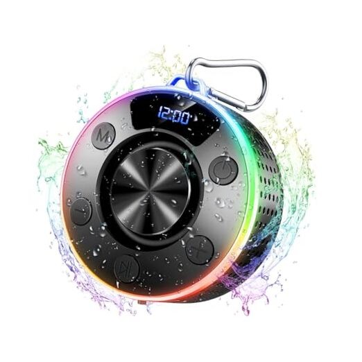 Bluetooth Shower Speaker, Portable Bluetooth 5.4 Speaker with 360°HD black