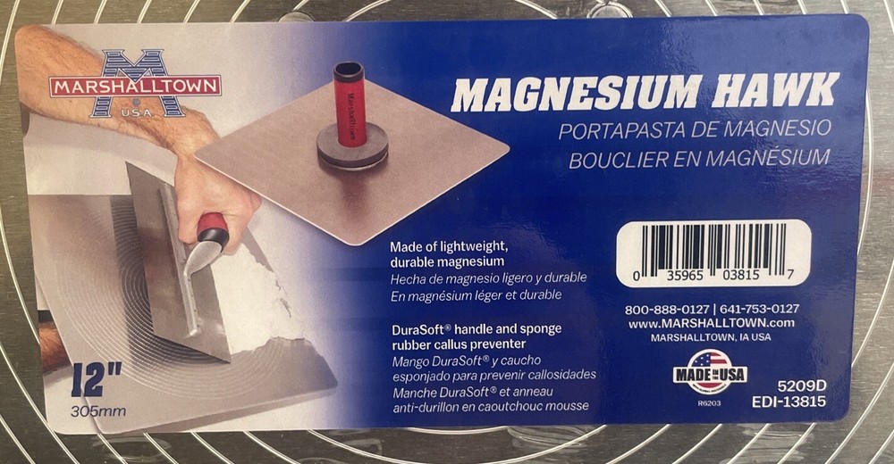 Marshalltown 12” X 12” Magnesium Hawk - 5209D