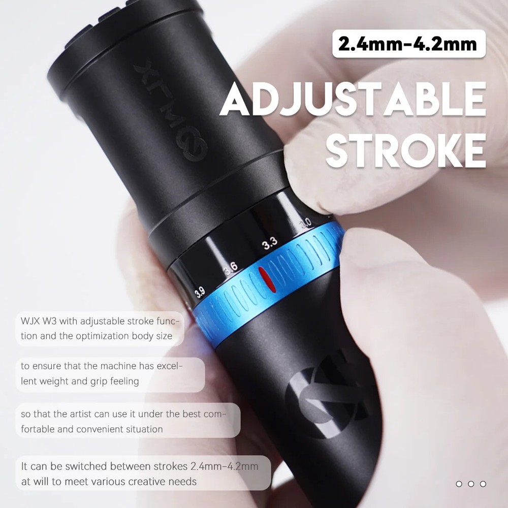 WJX W3 Coreless Motor Adjustable 7 Strokes Tattoo Machine Wired&Wireless Pen Kit