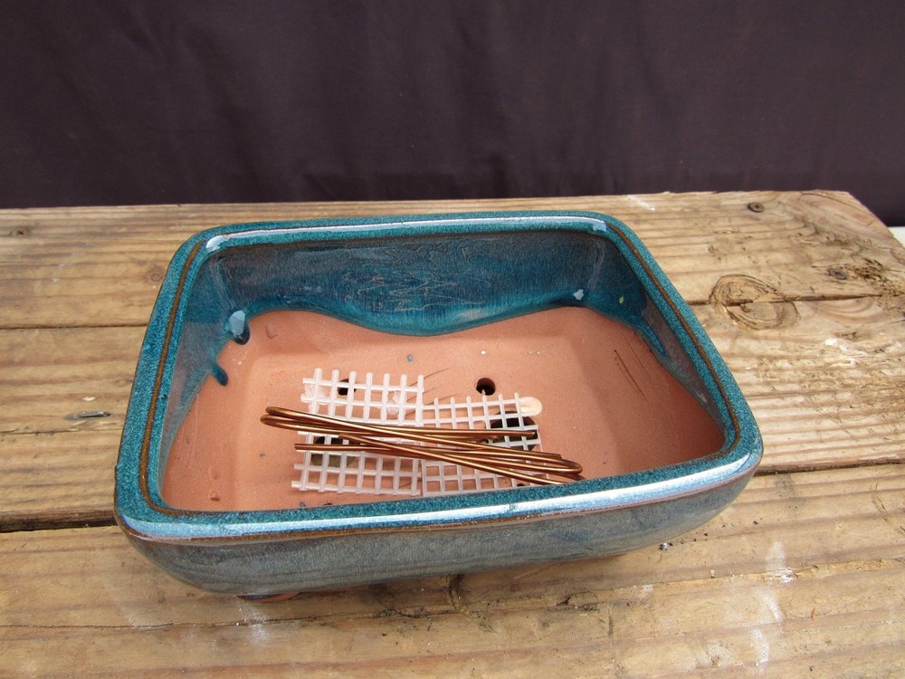 Teal Glazed Ceramic Professional Bonsai Pot - Rectangle - 6" x 4" x 2"