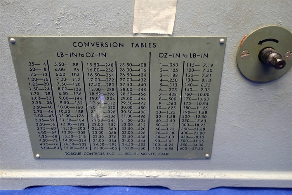 TORQUE CONTROLS TORQUE TESTER MODEL No. ET500Z