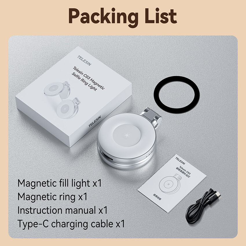 Cell Phone Magnetic Refill Light Three Color Temperature Swivel Stretch Light