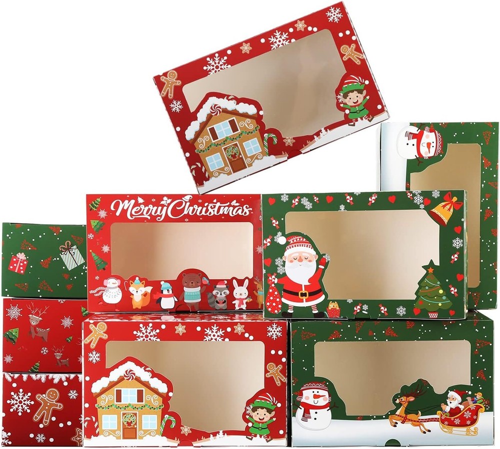 20 Pack Christmas Gift Boxes, 8 x 4.9 x 3 Inches Sunset Red Green