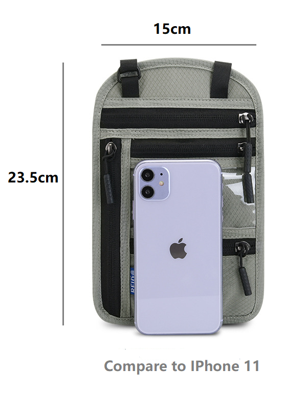 RFID Blocking Travel Neck Pouch, Passport Holder, Multicolor