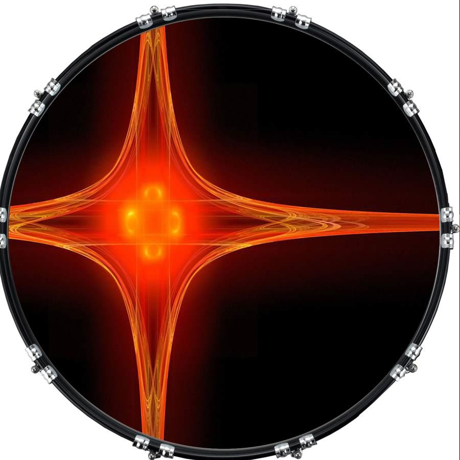 20" Custom Bass Kick Drum Front Head Graphical Graphic Orange Light Refraction