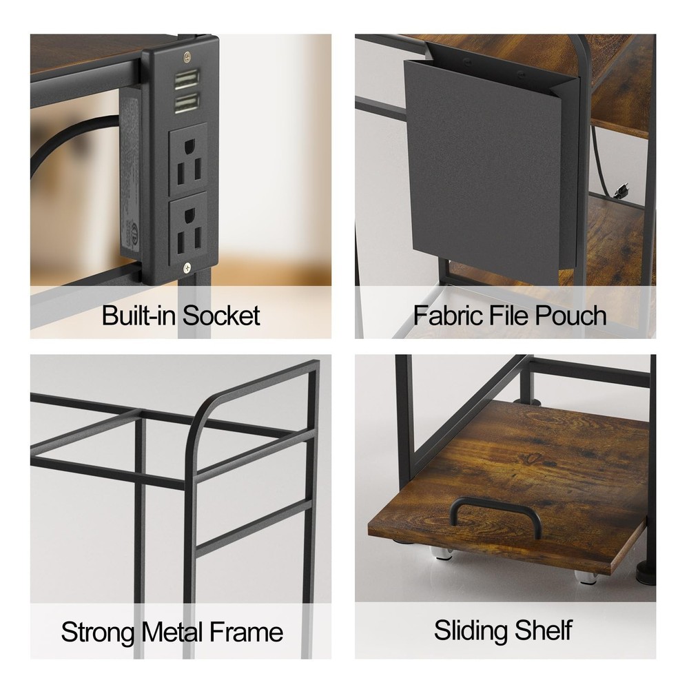 3-Tier Printer Stand - Adjustable Height, Sturdy Design, Space-Saving Storage...