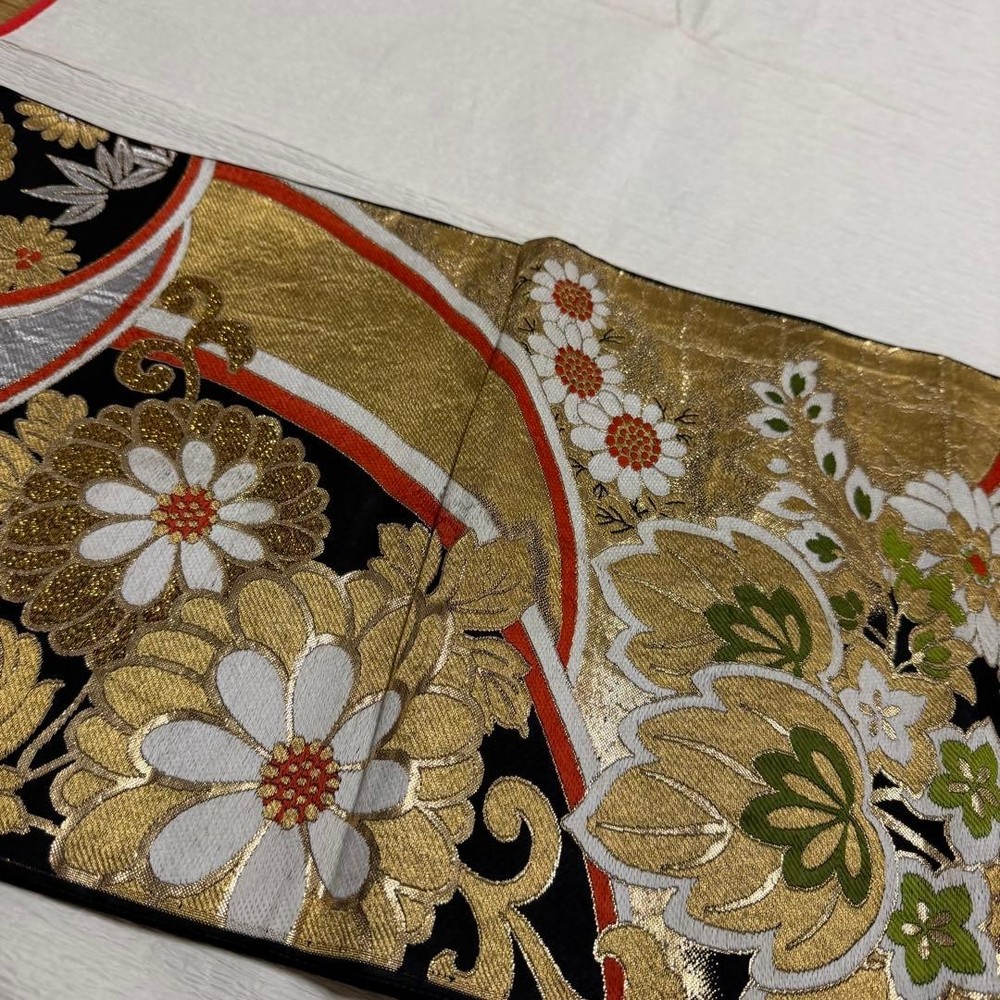 Antique bag obi large flower pattern