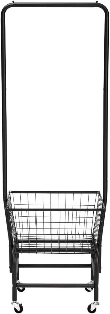 Laundry Cart with Clothes Rack, Rolling Laundry Butler with Wire Storage Rack