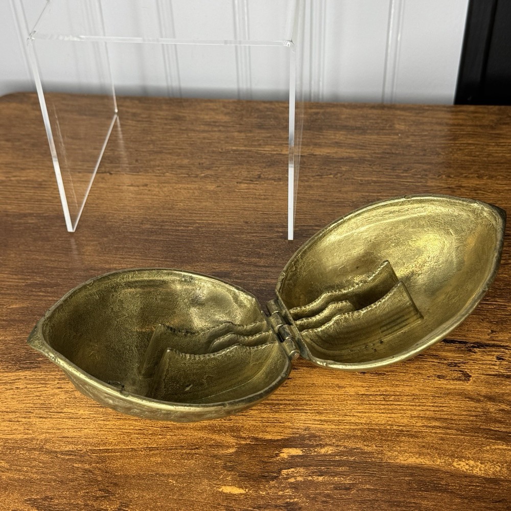 Vintage Heavy Solid Brass Walnut Shaped Nutcracker Nut Cracker