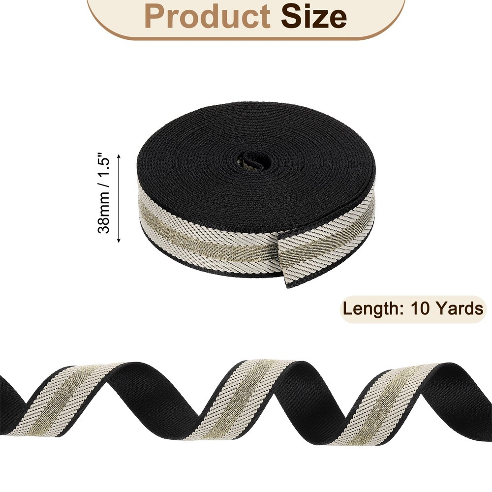 10Yards Nylon Webbing Strap, 38mm Striped Webbing Bag Strap, Beige