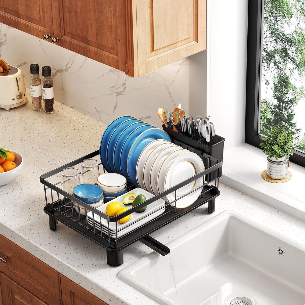Dish Drying Rack - Space-Saving Dish Rack for Kitchen Counter, Stainless Stee...