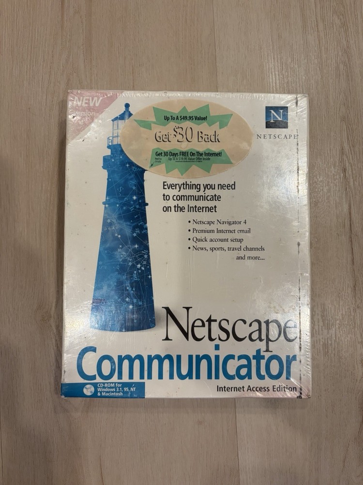 1997 Netscape Communicator Inet Acc Edition 4 PC/Mac CD, Retail Big Box Complete