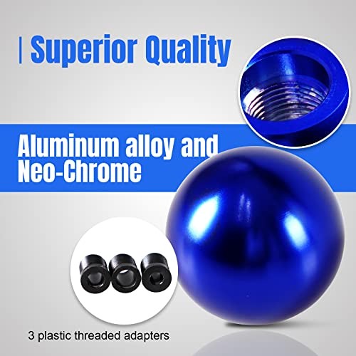 Universal Round Ball Gear Shift Knob,Chrome Finish Aluminum Shifter Knobs Blue