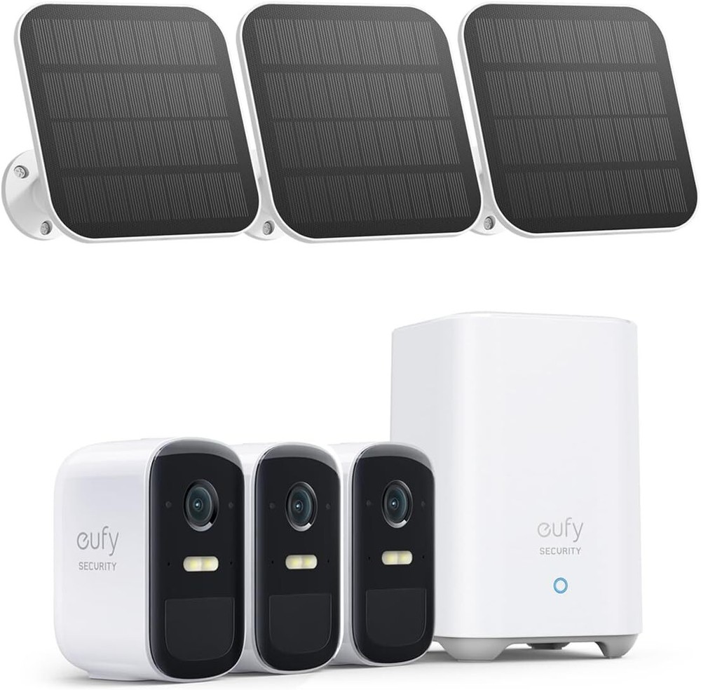 eufy 1080P Outdoor Security Camera System with Solar Panel(eufyCam 2C 3-Cam Kit)