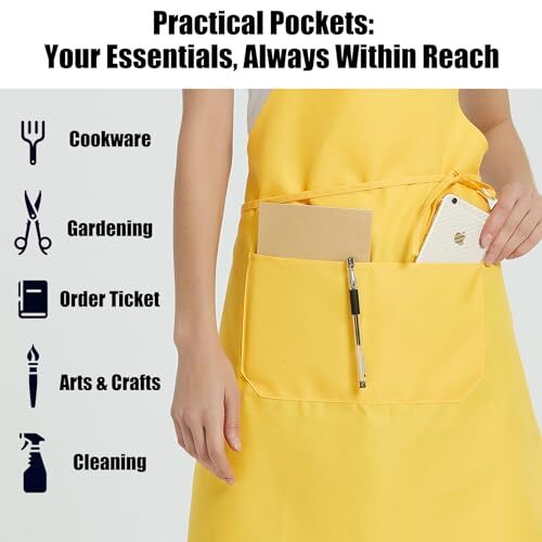 12 Pack Professional Bib Apron with Pockets for Kitchen Crafting BBQ Waitress