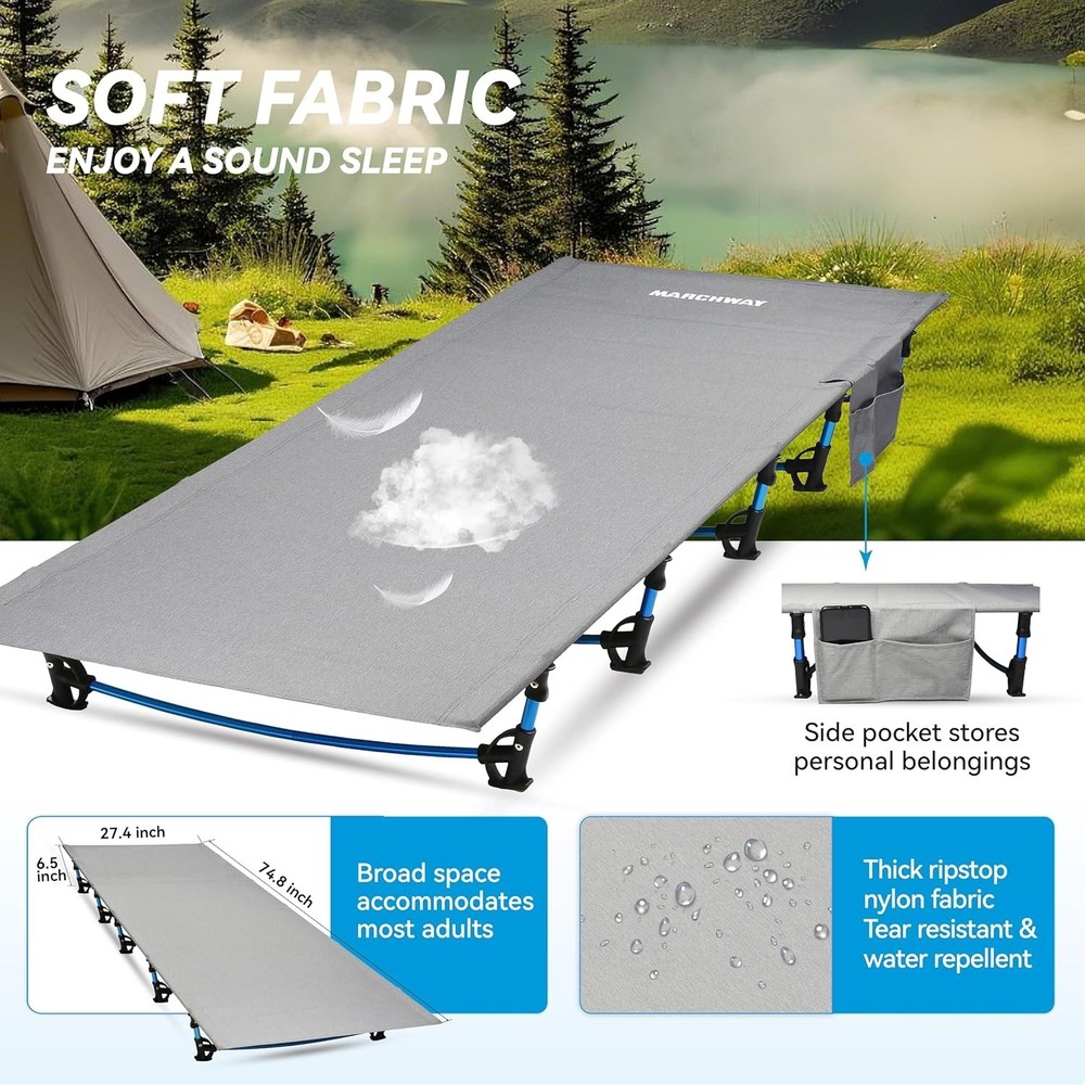 Folding Tent Cot Bed for Camping, Lightweight Design for Backpacking Adventures