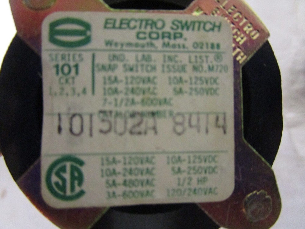 101302A ELECTRO SWITCH ROTARY SWITCH SERIES 101 #101302A 8414