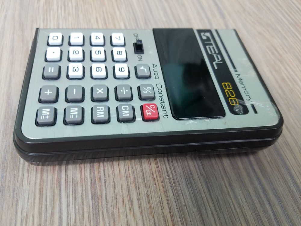 Vintage Teal Memory 826 Electronic Math Calculator Pocket Protector-Nerdy Cool