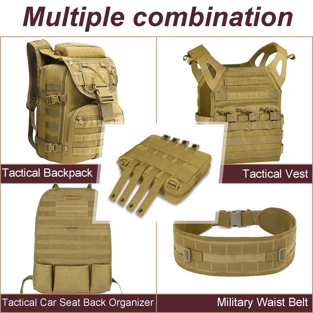 6 Inch Molle Straps with Snaps, 4 Pack Nylon Webbing Black