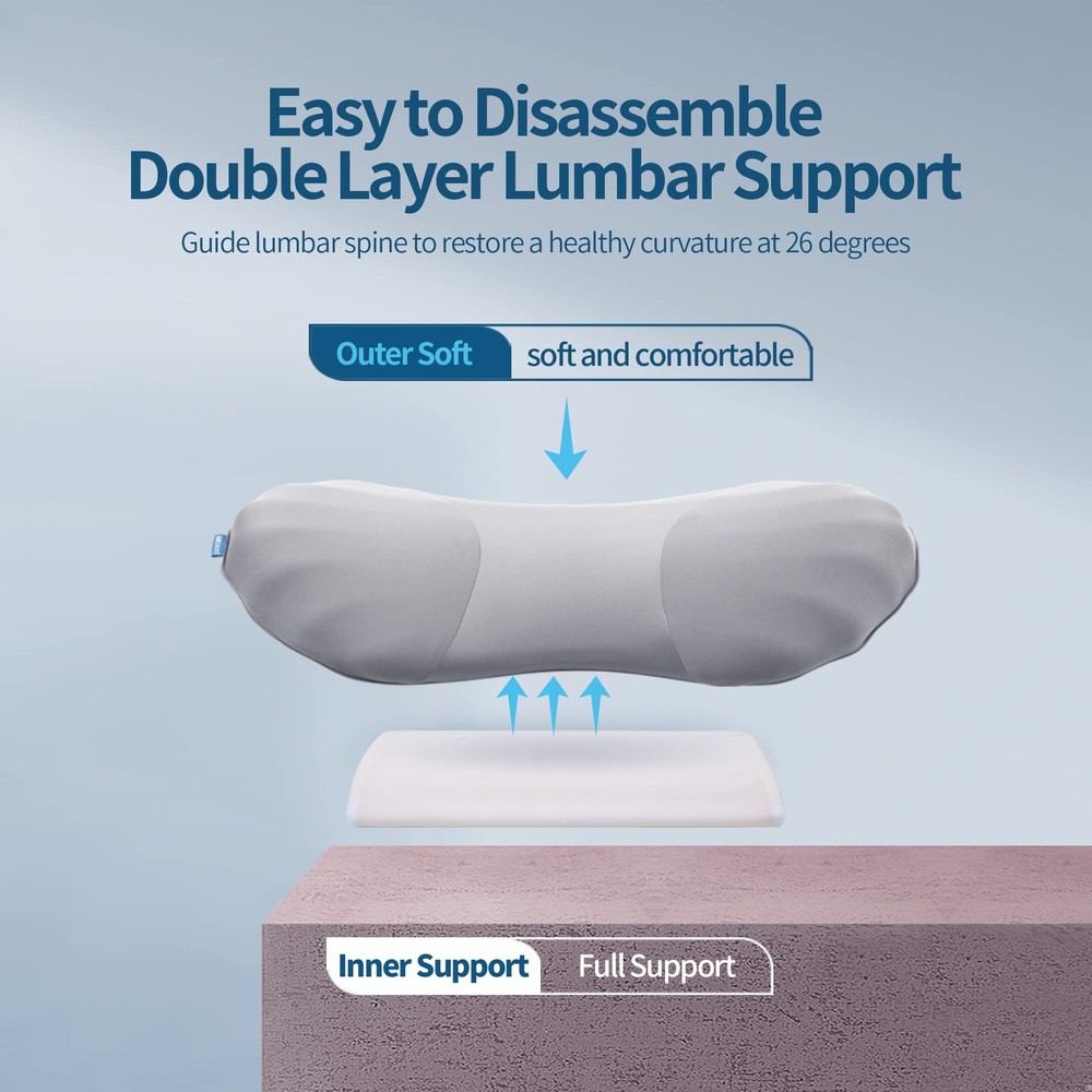 RESTCLOUD Adjustable Lumbar Support Includes a removable pad, Moon Grey