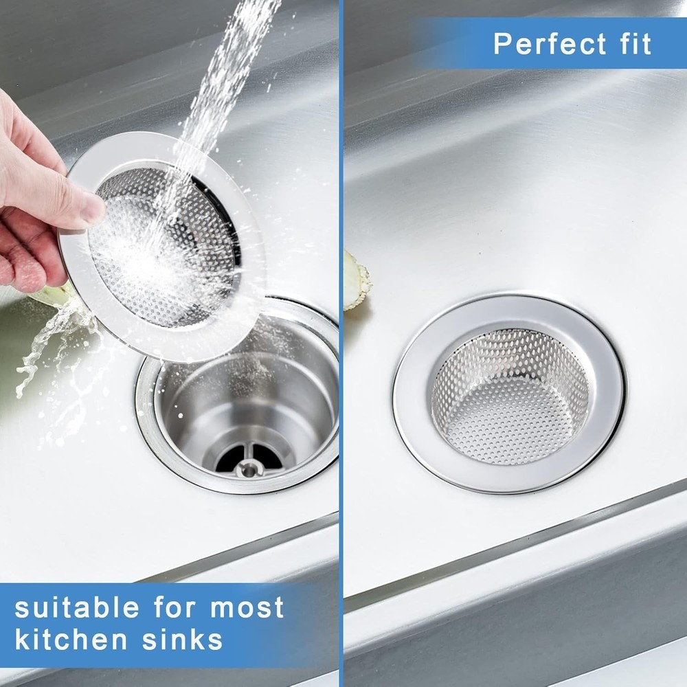 2 Pcs Rustproof Stainless Steel Kitchen Sink Strainer - Double Layer Design