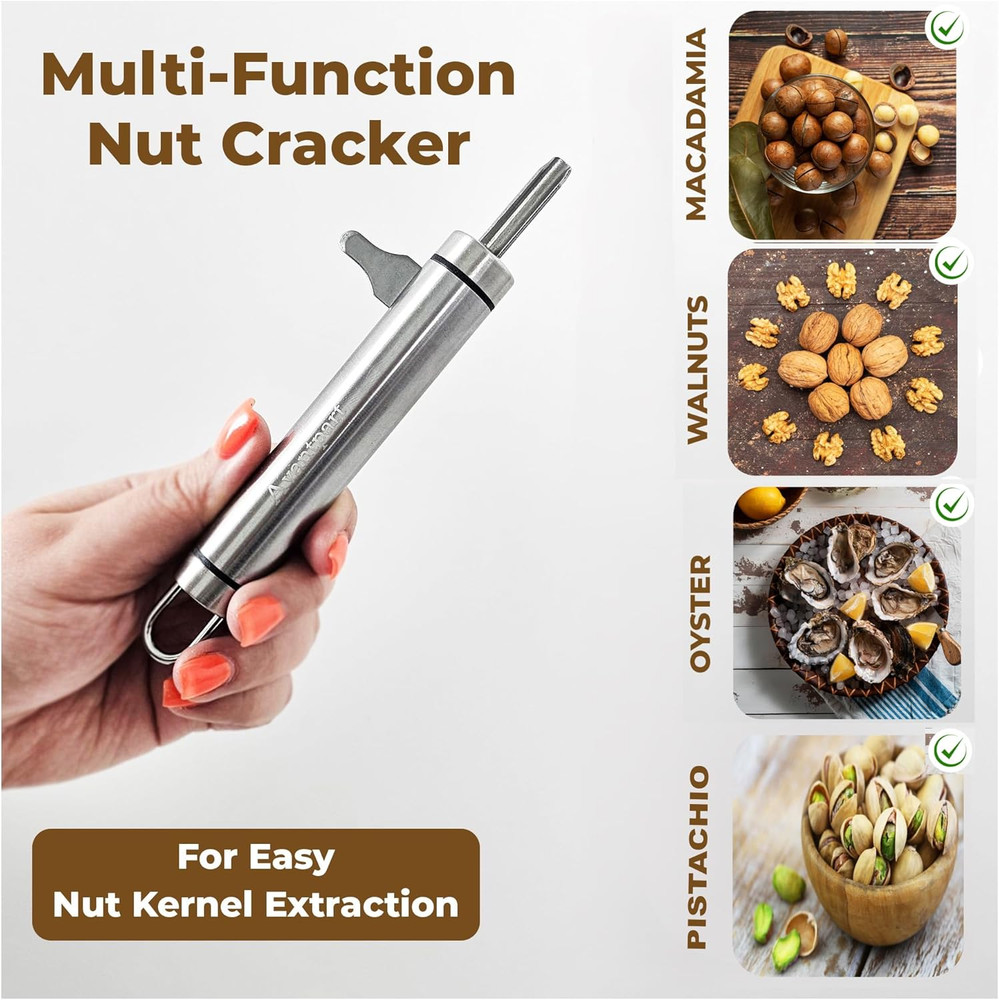 Professional Stainless Steel Walnut and Macadamia Nut Cracker Tool