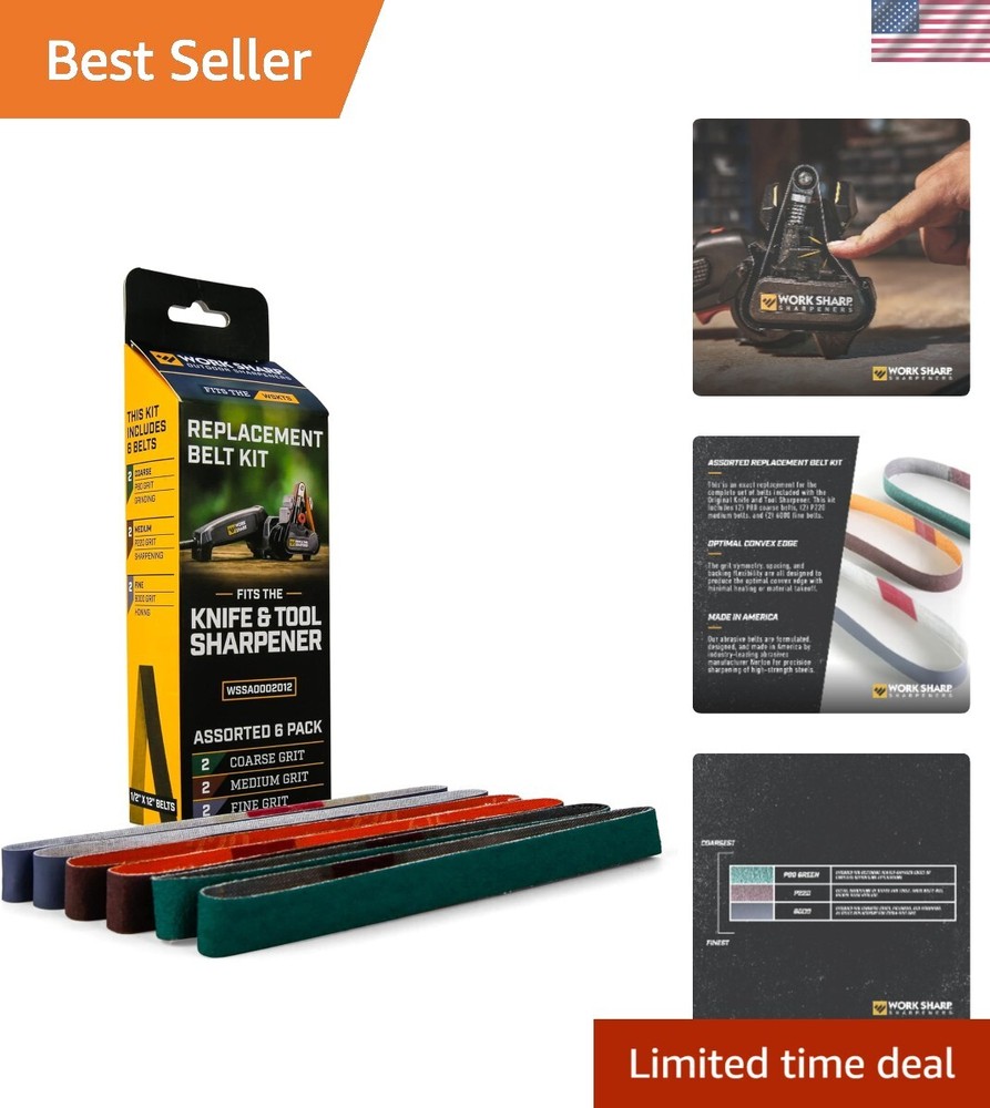 Replacement Abrasive Belt Kit - Assorted Grits P80, P220, 6000 (6 Pack)