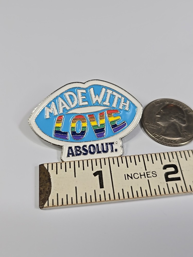 Made with Love Absolut Lapel Pin Vodka Lips Rainbow