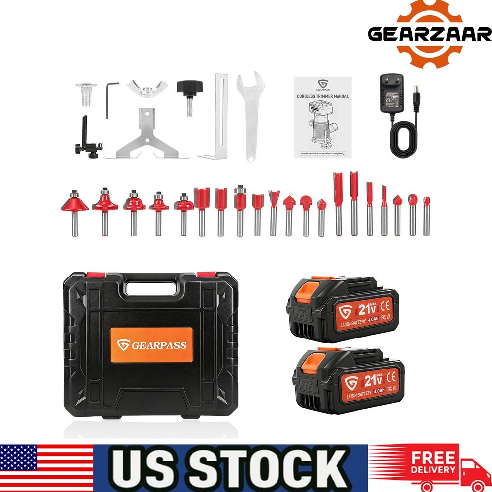 Cordless Multi-function Router 30000 Rpm 21V with 20 Bits NEW Upgraded