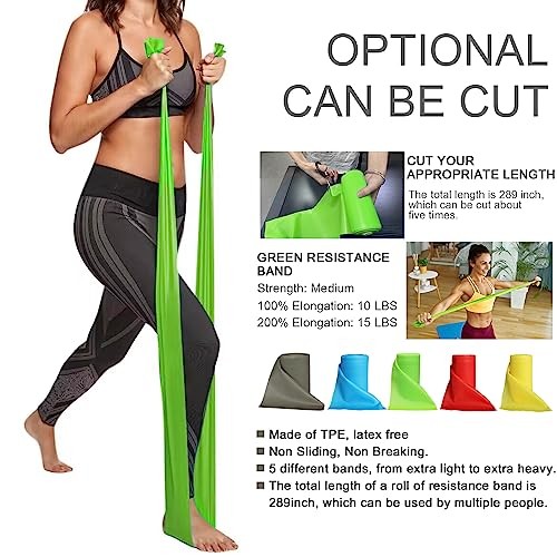 Resistance Bands Professional Bulk Rolls. Elastic Physical Green - Medium