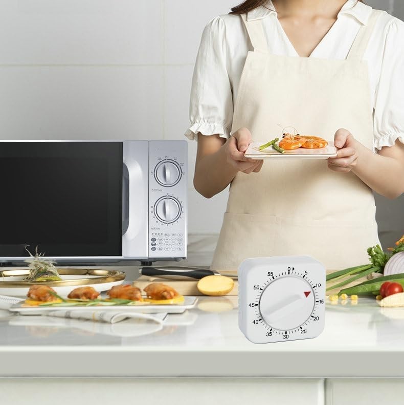 Kitchen Timer 60‑Minute Wind‑Up Mechanical Battery‑Free Countdown Salon Kids Cla