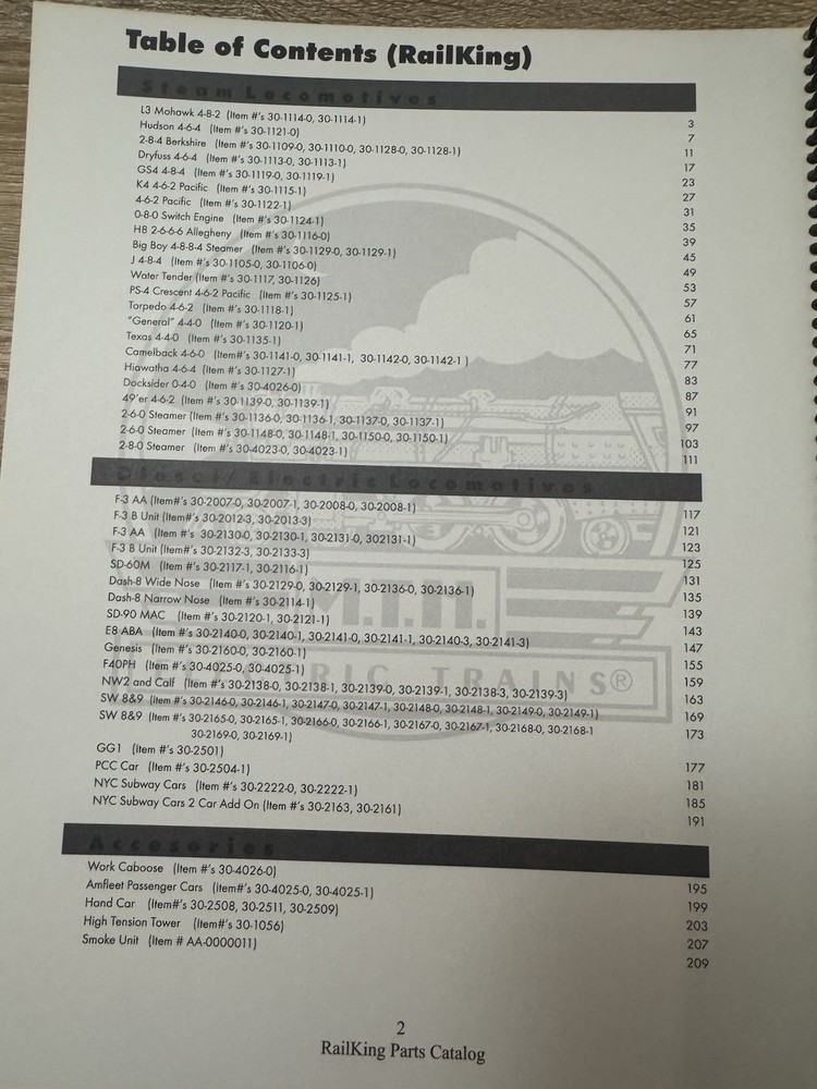 Rail King Parts Catalog, Second Edition