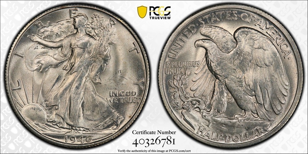 1946 S Walking Liberty Half Dollar PCGS MS-66