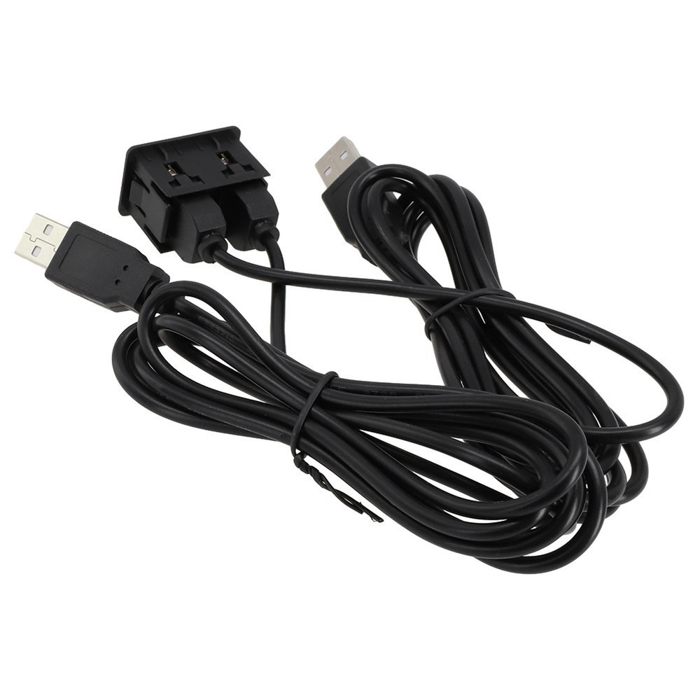 150CM Car Dash Flush Mount AUX USB Port Panel Dual USB Extension Adapter Cable