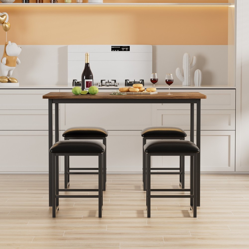 Dining Table Set for 4 Small Space Kitchen Breakfast Table Chairs Set, 4 Stools