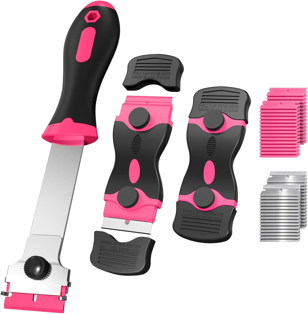 3 Pack Razor Blade Scraper Set, Includes 30 Plastic & 30 Metal Blades, Multi-Pur