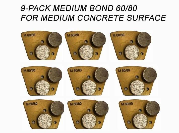 9-Pack! Diamond Grinding Discs Bolt-on Grinders Medium Concrete, 60/80 Grit