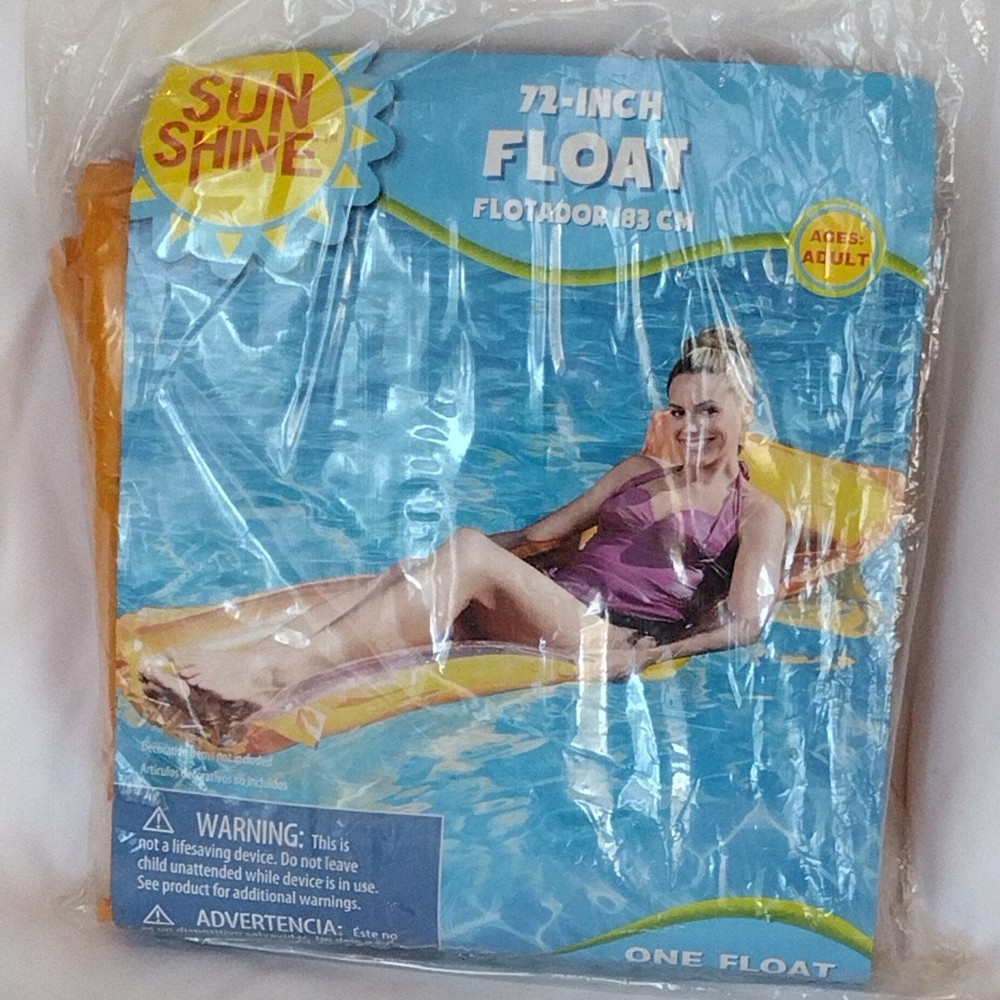 Sun Shine Bright Orange Pool Float Air Mattress Float 72" Sealed New