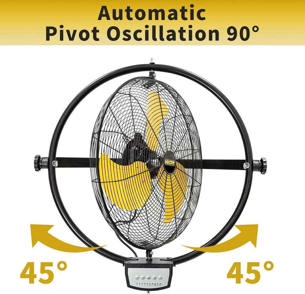 20 inch Orbital Remote Control Wall Mounted Fan, Timer, Oscillation & Tilting